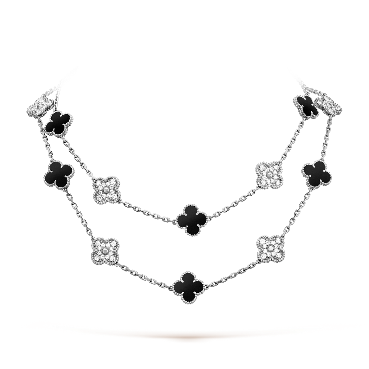 [Royal&Vicky]CLOVER 20 MOTIFS ONYX DIAMOND SILVER