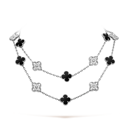 [Royal&Vicky]CLOVER 20 MOTIFS ONYX DIAMOND SILVER