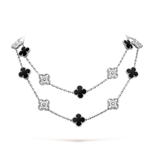 [Royal&Vicky]CLOVER 20 MOTIFS ONYX DIAMOND SILVER
