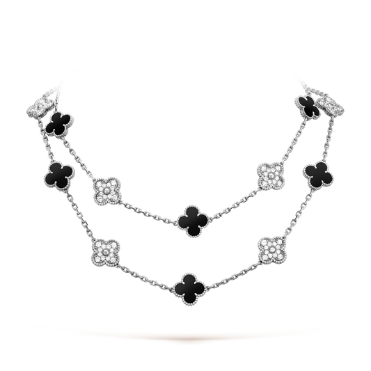 [Royal&Vicky]CLOVER 20 MOTIFS ONYX DIAMOND SILVER