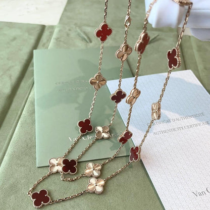 [Royal&Vicky]CLOVER 20 MOTIFS LASER CARNELIAN NECKLACE