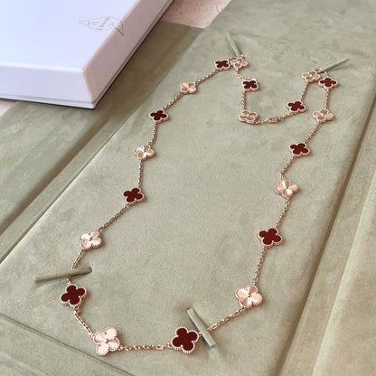 [Royal&Vicky]CLOVER 20 MOTIFS LASER CARNELIAN NECKLACE