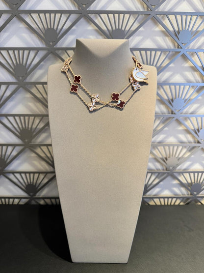 [Royal&Vicky]CLOVER 20 MOTIFS LASER CARNELIAN NECKLACE