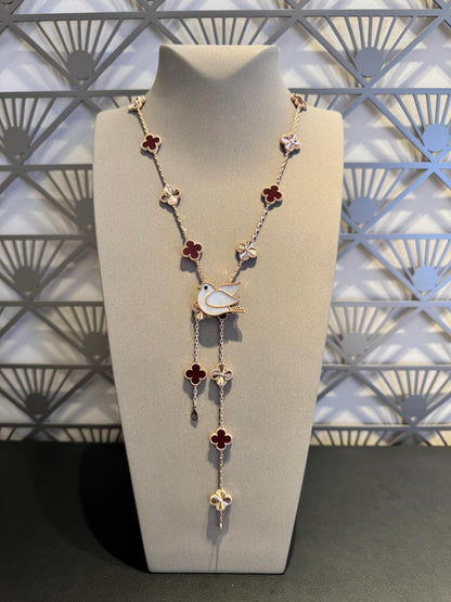 [Royal&Vicky]CLOVER 20 MOTIFS LASER CARNELIAN NECKLACE