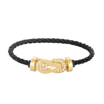 [Royal&Vicky]CHANCE LARGE 8 FIGURE BUCKLE HALF DIAMOND BRACELET GOLD