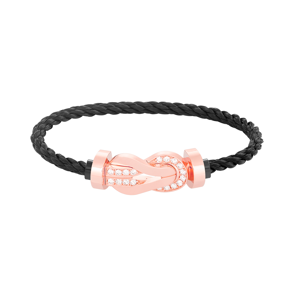 [Royal&Vicky]CHANCE LARGE 8 FIGURE BUCKLE HALF DIAMOND BRACELET ROSE GOLD