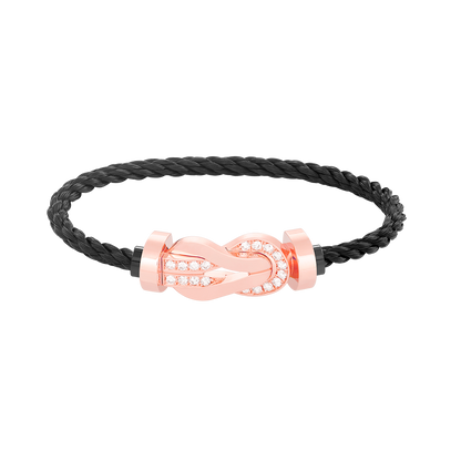 [Royal&Vicky]CHANCE LARGE 8 FIGURE BUCKLE HALF DIAMOND BRACELET ROSE GOLD
