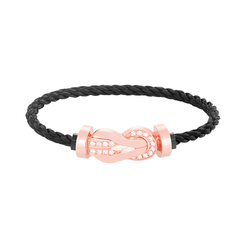 [Royal&Vicky]CHANCE LARGE 8 FIGURE BUCKLE HALF DIAMOND BRACELET ROSE GOLD