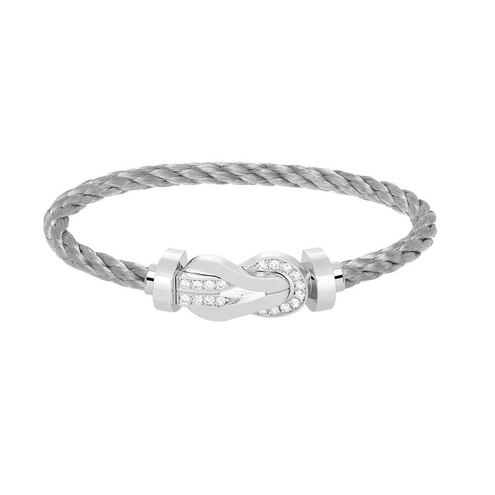 [Royal&Vicky]CHANCE LARGE 8 FIGURE BUCKLE HALF DIAMOND BRACELET SILVER