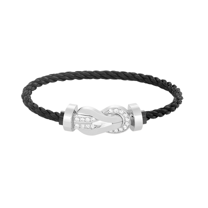 [Royal&Vicky]CHANCE LARGE 8 FIGURE BUCKLE HALF DIAMOND BRACELET SILVER