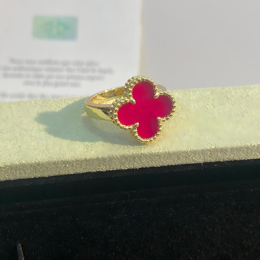 [Royal&Vicky]NEW CLOVER PINK ENAMEL RINGS