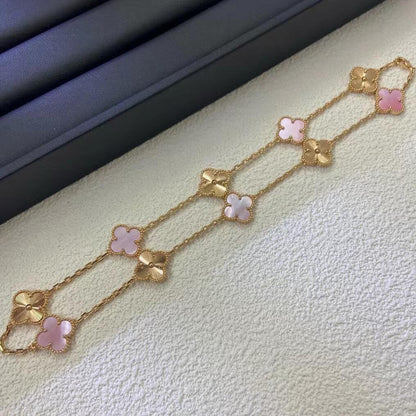 [Royal&Vicky]CLOVER 10 MOTIFS  LASER PINK MOP NECKLACE