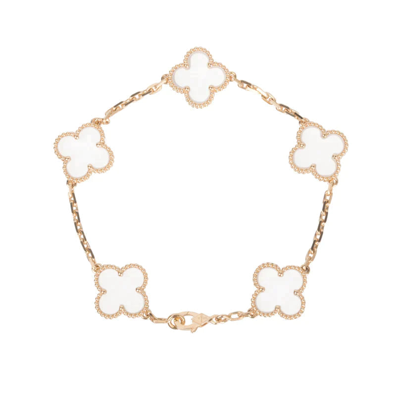 [Royal&Vicky]CLOVER 5 MOTIF ROCK CRYSTAL BRACELET