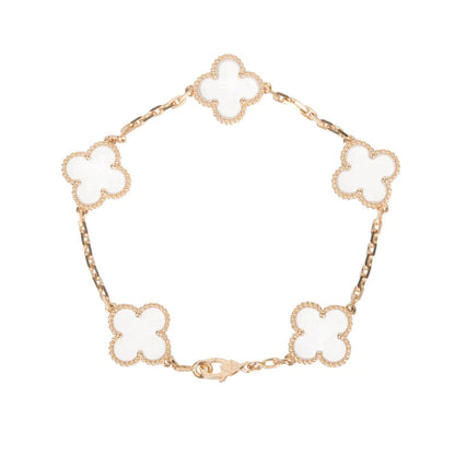 [Royal&Vicky]CLOVER 5 MOTIF ROCK CRYSTAL BRACELET