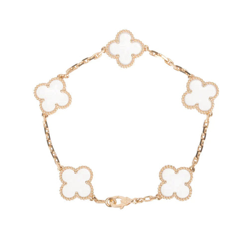 [Royal&Vicky]CLOVER 5 MOTIF ROCK CRYSTAL BRACELET