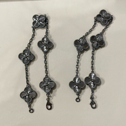 [Royal&Vicky]CLOVER 5 MOTIF BLACK BRACELET