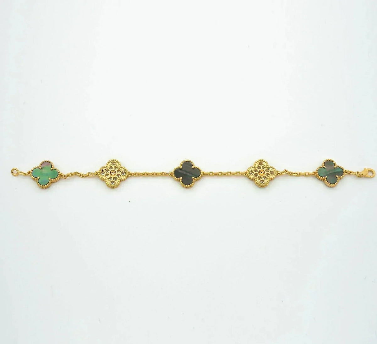 [Royal&Vicky]LUCKY CLOVER 5-MOTIF BRACELET - GREY MOTHER-OF-PEARL COLLECTION