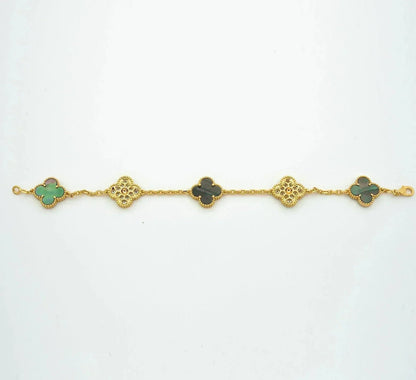 [Royal&Vicky]LUCKY CLOVER 5-MOTIF BRACELET - GREY MOTHER-OF-PEARL COLLECTION