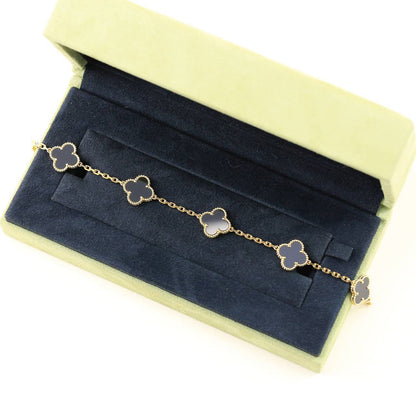 [Royal&Vicky]LUCKY CLOVER 5-MOTIF BRACELET - BLACK OXNY COLLECTION