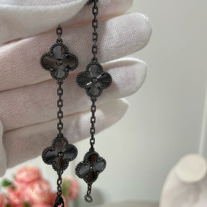 [Royal&Vicky]CLOVER 5 MOTIF BLACK BRACELET