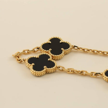 [Royal&Vicky]LUCKY CLOVER 5-MOTIF BRACELET - BLACK OXNY COLLECTION