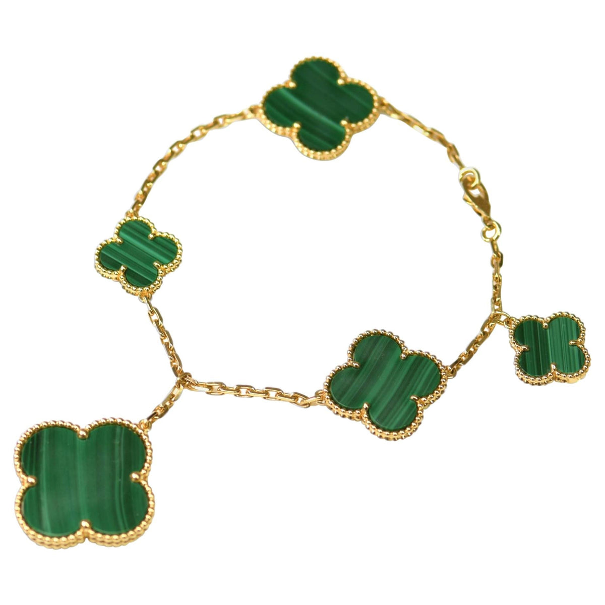[Royal&Vicky]MAGIC CLOVER MALACHITE GOLD BRACELET 5 MOTIFS