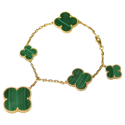 [Royal&Vicky]MAGIC CLOVER MALACHITE GOLD BRACELET 5 MOTIFS