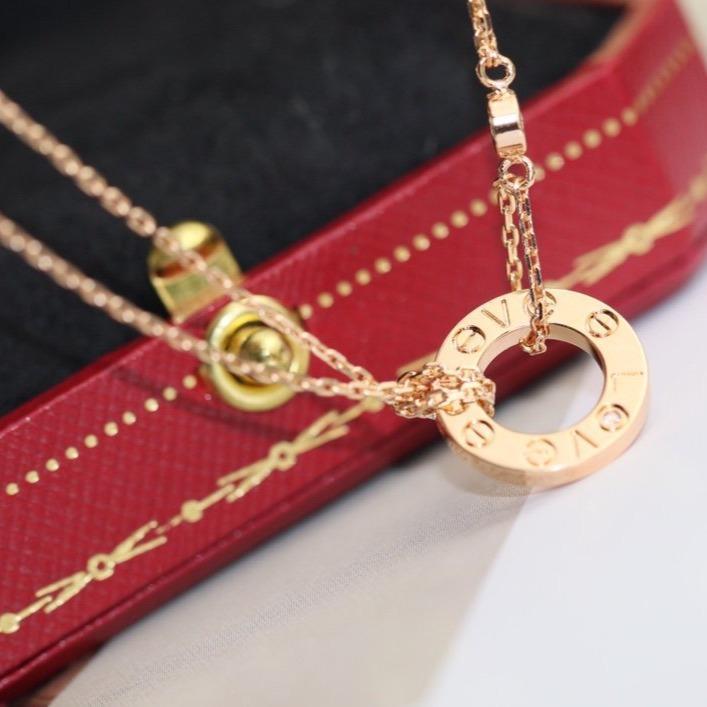 [Royal&Vicky]LOVE NECKLACE ADJUSTABLE ROSE GOLD 2 DIAMOND