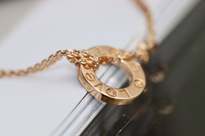 [Royal&Vicky]LOVE NECKLACE ADJUSTABLE ROSE GOLD 2 DIAMOND