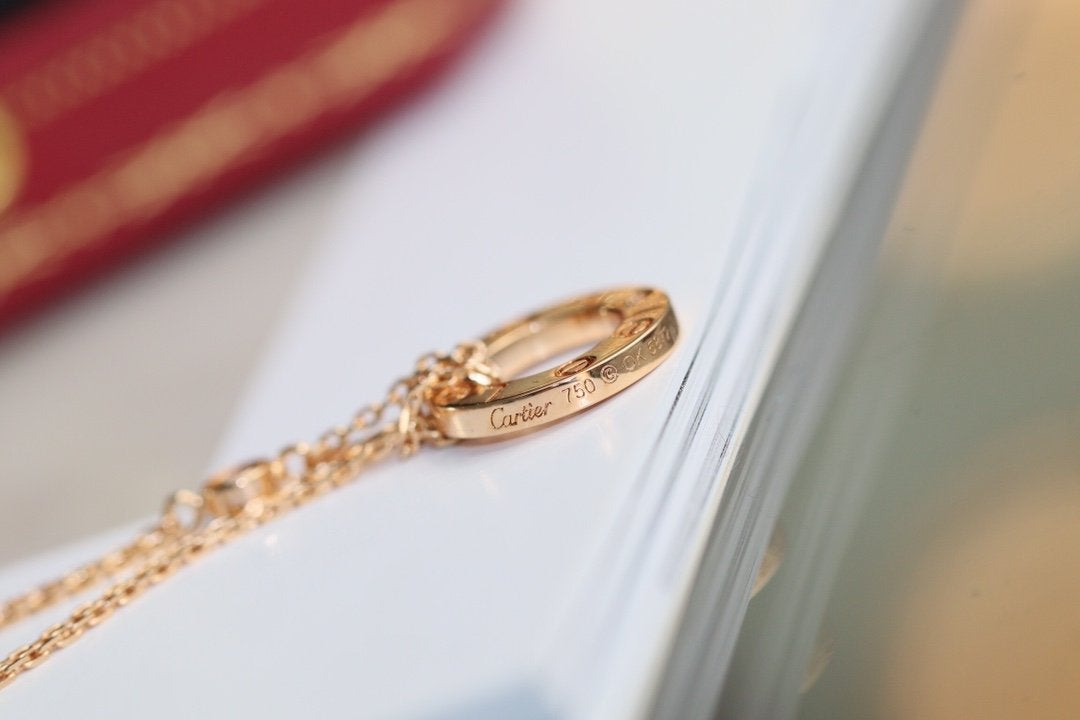 [Royal&Vicky]LOVE NECKLACE ADJUSTABLE ROSE GOLD 2 DIAMOND