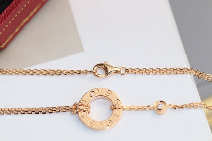 [Royal&Vicky]LOVE NECKLACE ADJUSTABLE ROSE GOLD 2 DIAMOND