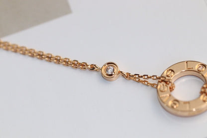 [Royal&Vicky]LOVE NECKLACE ADJUSTABLE ROSE GOLD 2 DIAMOND