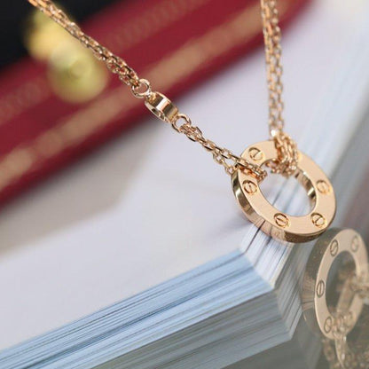 [Royal&Vicky]LOVE NECKLACE ADJUSTABLE ROSE GOLD 2 DIAMOND