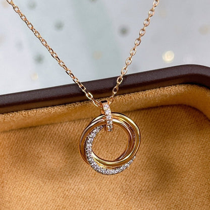 [Royal&Vicky]TRINITY NECKLACE SILVER GOLD PINK GOLD DIAMONDS