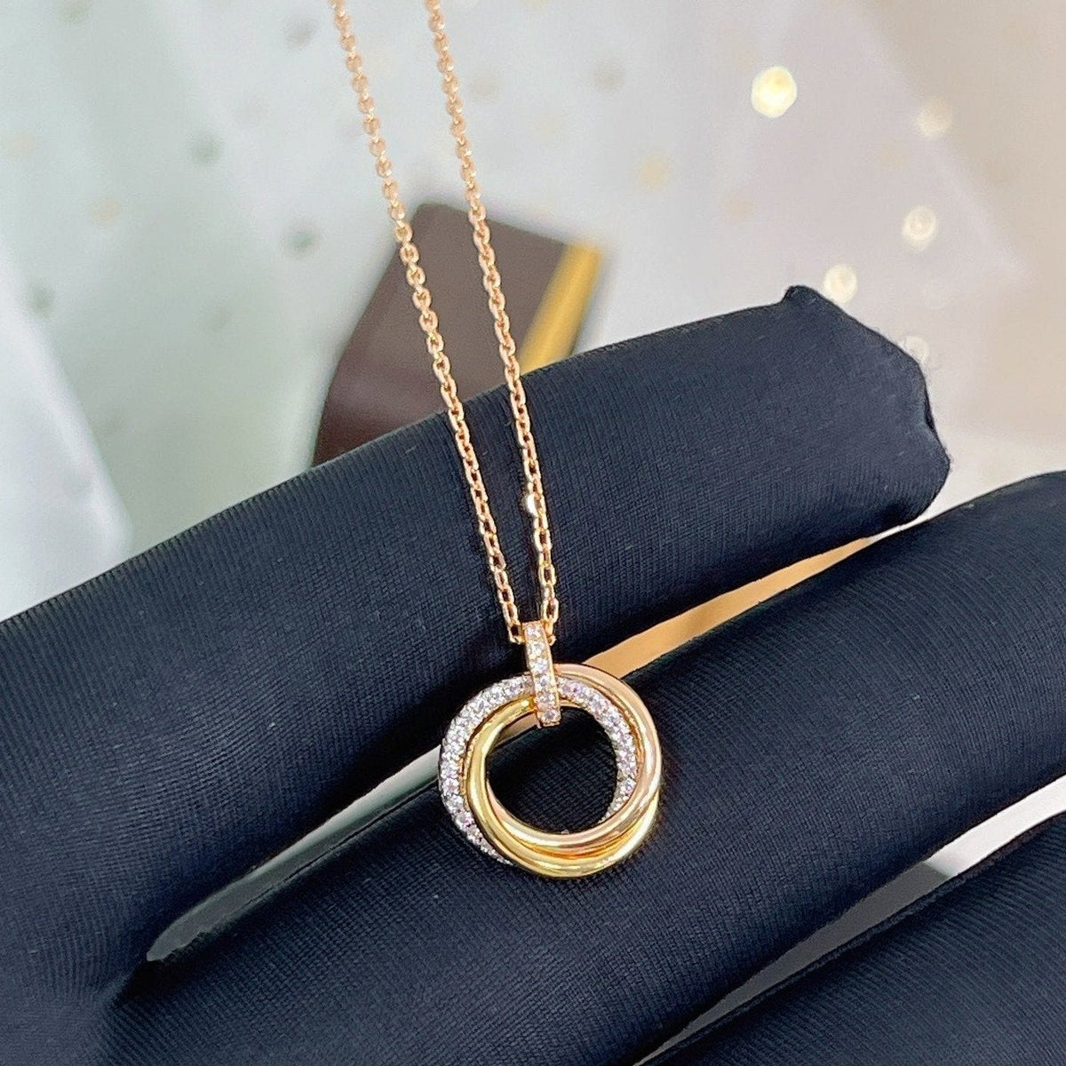 [Royal&Vicky]TRINITY NECKLACE SILVER GOLD PINK GOLD DIAMONDS
