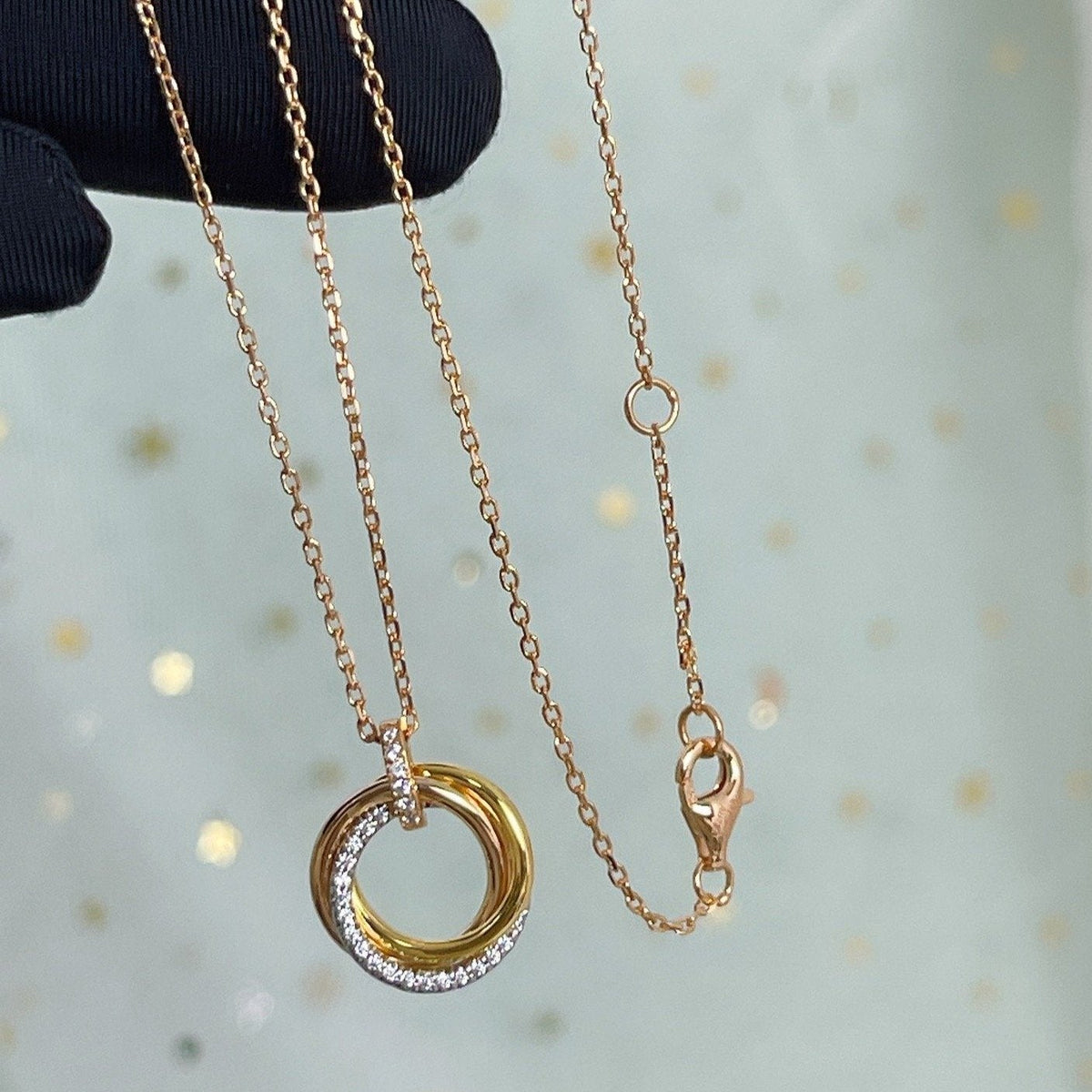 [Royal&Vicky]TRINITY NECKLACE SILVER GOLD PINK GOLD DIAMONDS