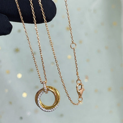[Royal&Vicky]TRINITY NECKLACE SILVER GOLD PINK GOLD DIAMONDS