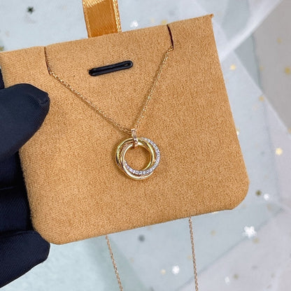 [Royal&Vicky]TRINITY NECKLACE SILVER GOLD PINK GOLD DIAMONDS