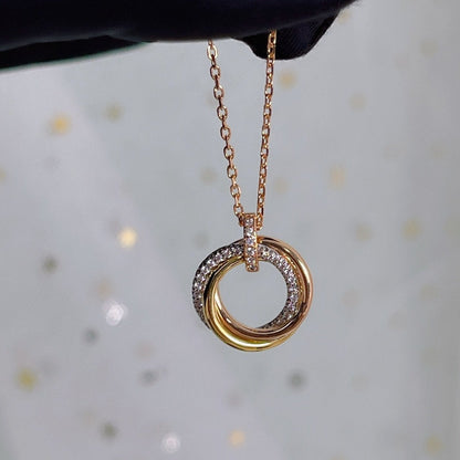 [Royal&Vicky]TRINITY NECKLACE SILVER GOLD PINK GOLD DIAMONDS