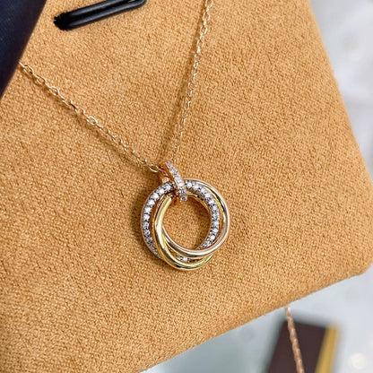 [Royal&Vicky]TRINITY NECKLACE SILVER GOLD PINK GOLD DIAMONDS