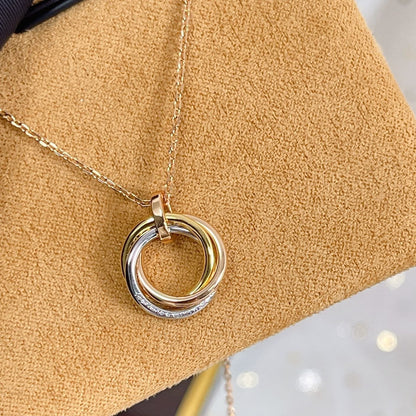 [Royal&Vicky]TRINITY NECKLACE SILVER GOLD PINK GOLD DIAMONDS