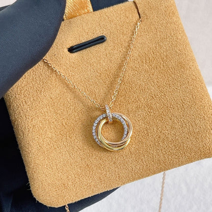 [Royal&Vicky]TRINITY NECKLACE SILVER GOLD PINK GOLD DIAMONDS
