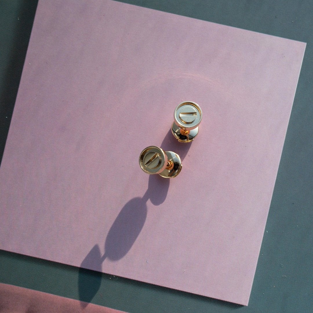 [Royal&Vicky]LOVE EARRINGS PINK GOLD 10MM