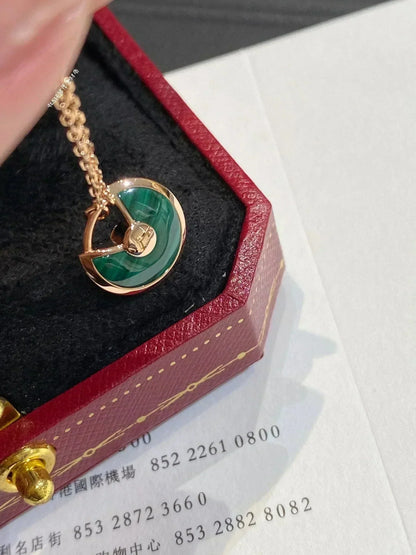 [Royal&Vicky]AMULETTE ROSE GOLD MALACHITE NECKLACE