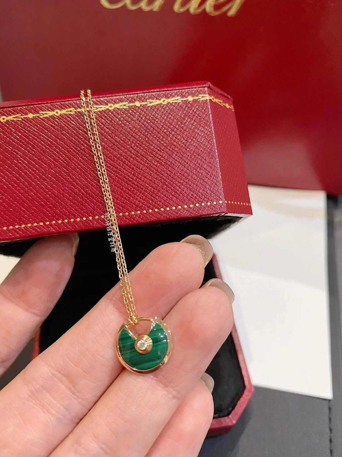[Royal&Vicky]AMULETTE ROSE GOLD MALACHITE NECKLACE