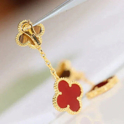 [Royal&Vicky]CLOVER  2 MOTIF  TIGER EYE CARNELIAN EARRINGS