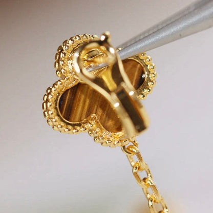 [Royal&Vicky]CLOVER  2 MOTIF  TIGER EYE CARNELIAN EARRINGS