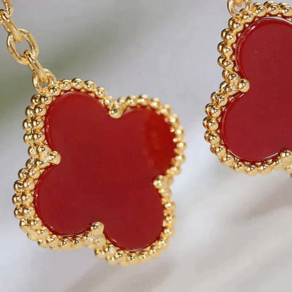 [Royal&Vicky]CLOVER  2 MOTIF  TIGER EYE CARNELIAN EARRINGS