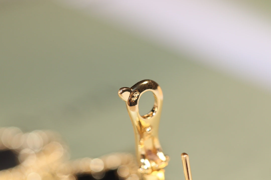 [Royal&Vicky]CLOVER EARRINGS GOLD ONYX MOP 3 MOTIF