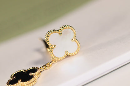 [Royal&Vicky]CLOVER EARRINGS GOLD ONYX MOP 3 MOTIF